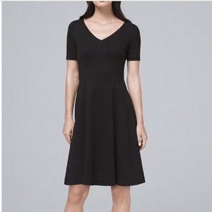 WHBM POLISHED KNIT FIT & FLARE DRESS